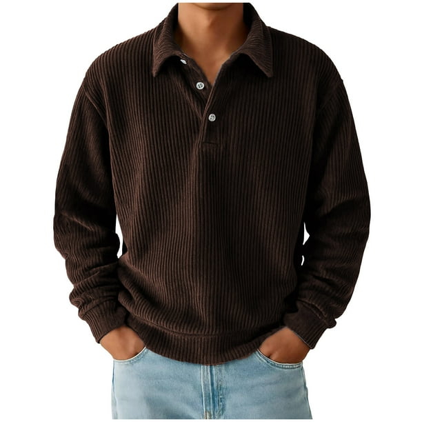 pstuiky camisa de manga larga para hombre, Cárdigan informal de manga larga con solapa y botones para hombre, color liso salir tops xxl