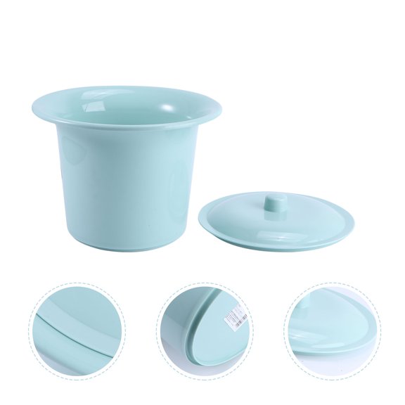 Raindrops Spittoon Urinal Kids Urinal Plastic Bedpan Lid Green 1Pcs 9.1x9.1in