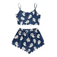 thumbnail image 5 of Tnhcen Women's Halloween Spider Web Pajama Set Cami Top Shorts Sleepwear Cozy Loungewear 2-Piece Outfit S-2XL Multiple Colors Available Navy, 5 of 6