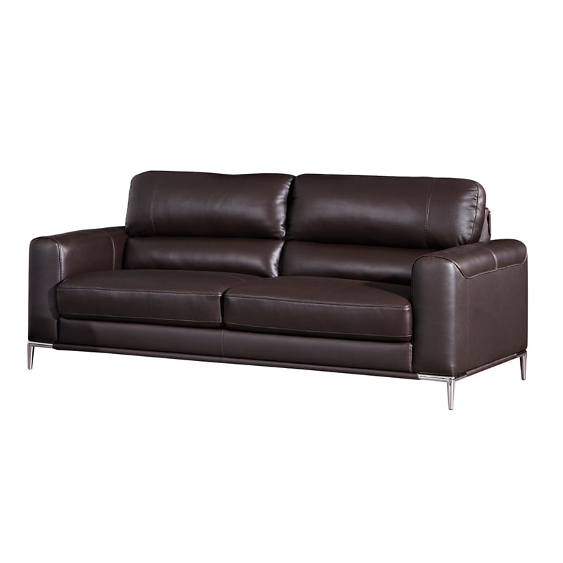 Italian Leather Sofa, Dark Chocolate Brown Leather Couch