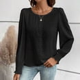 thumbnail image 4 of Drses Women's Hollow Out Lace Tunic Shirt Round Neck Long Sleeve Tops Solid Color Blouse, 4 of 5