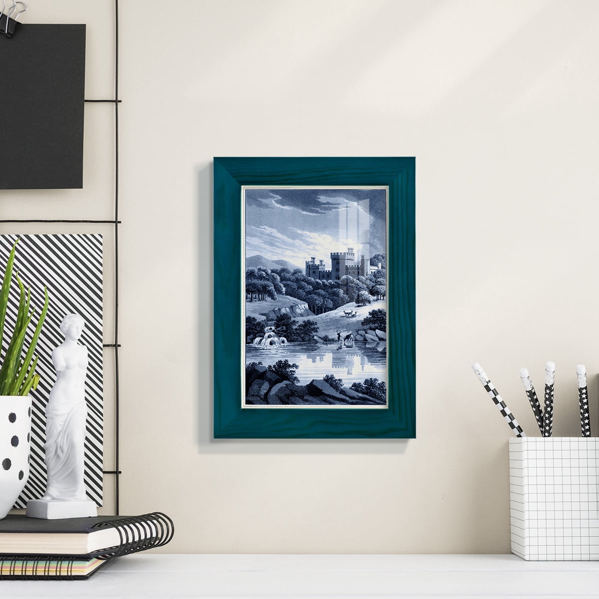 Estate View II -Framed Print w/glass-Ocean Blue