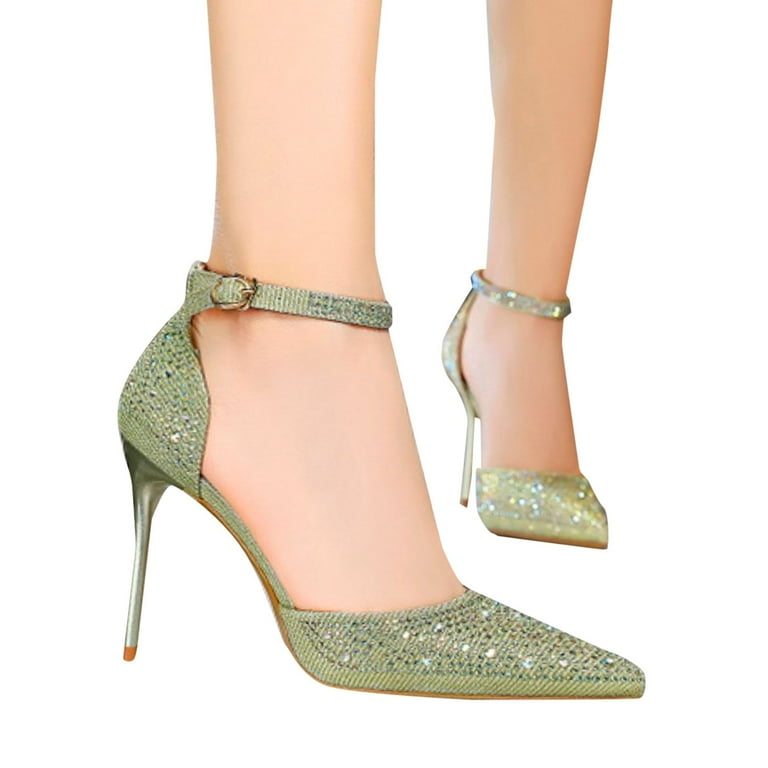 green emerald velvet dress Eugene Gold High Heels