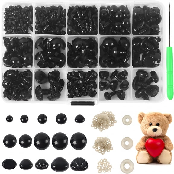 BESTSKY 566PCS Safety Eyes for Amigurumi, Various Sizes Crocheting Safety Eyes and Noses with Washers, for Teddy Bear, Stuffed Doll, Crochet Toy and Plush Animal