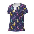 thumbnail image 3 of Wukai Colorful Dinosaur Casual V-Neck Graphic Tees for Women: Lightweight and Breathable Summer Tops with Stylish Design-XX-Large, 3 of 8