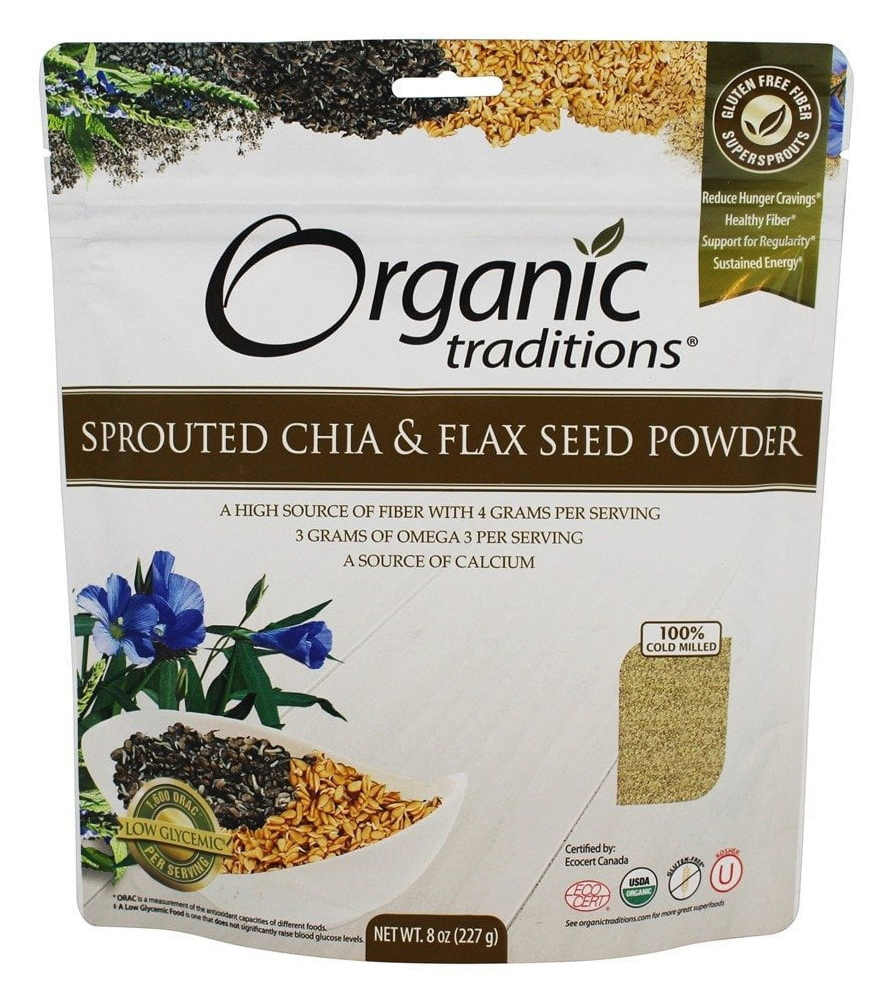 Organic Traditions - Sprouted Chia and Flax Seed Powder - 8 oz ...