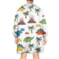 thumbnail image 2 of Wearable Oversized Blanket,Dinosaurs Volcano Palm White Pattern Wearable Blanket Hoodie for Adults,Cozy Hooded Blankets with Super Pockets,Super Warm Fuzzy Pullover for Women & Men, 2 of 6