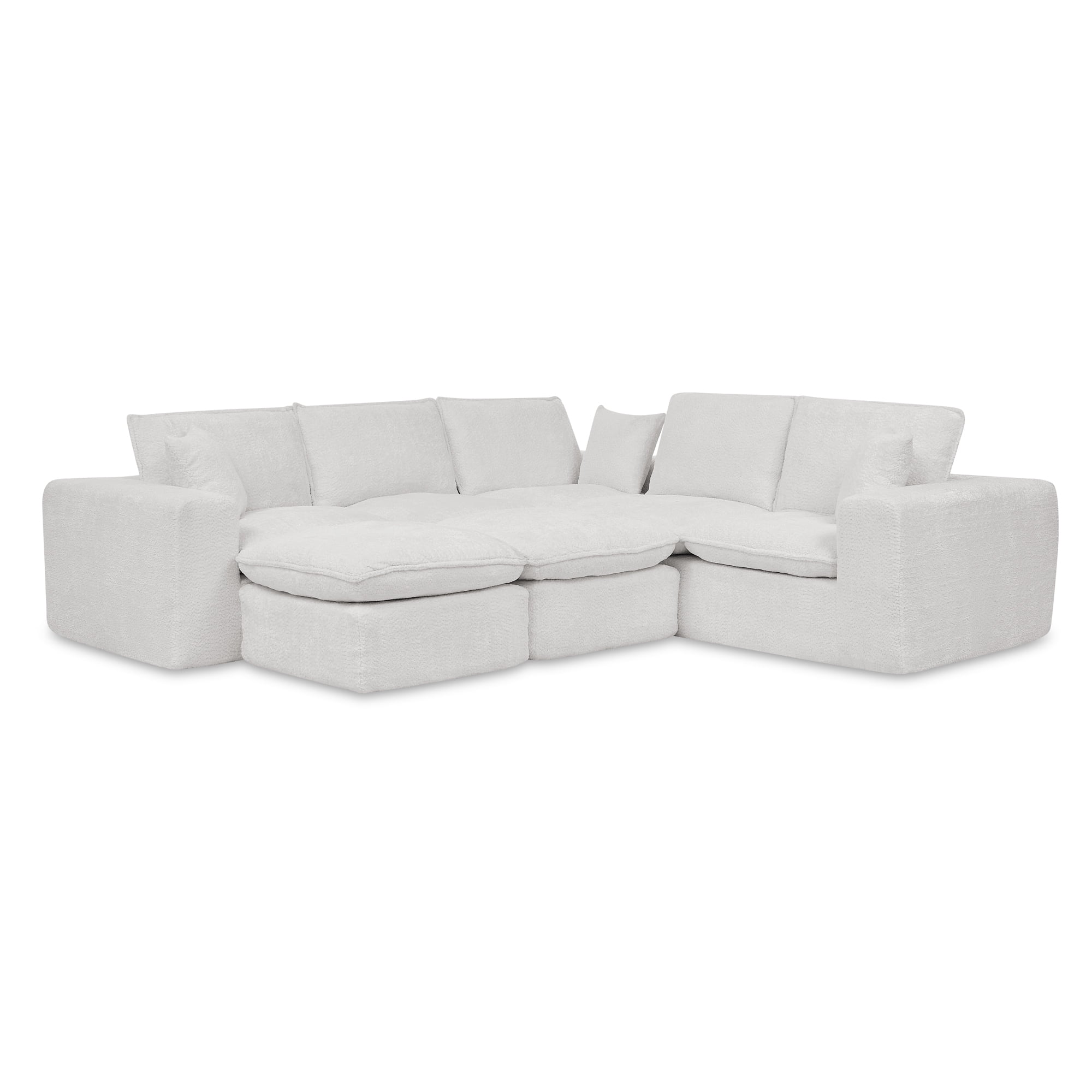 Dreamzie 107" Sectional Sofa,L-shaped Sectional Sofa Comfy Cloud Couch with Pillows, 7 Seater Modular Sectional Sofa, Warm White