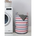 thumbnail image 3 of Ethnic Laundry Bag, Pattern with Triangles Rhombuses Squares Pastel Illustration, Hamper Basket with Handles Drawstring Closure for Laundromats, 13" x 19", Pale Pink Dark Blue, by Ambesonne, 3 of 4