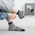 thumbnail image 6 of Women's Men's Black And White Stripe Lightweight Ventilation Quarter Ankle Socks, 6 of 7