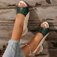 thumbnail image 5 of Womens Slingback Chunky Block Heels Sandals Pointed Toe Mid-Heel Shoes Green 6, 5 of 7