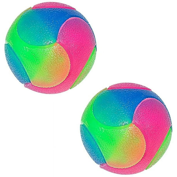 Pelota LED interactiva para perros (paquete de 2), con banda elástica intermitente y purpurina, 5,5 cm