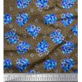 thumbnail image 1 of Soimoi Brown Cotton Duck Fabric Aster & Lavender Blue Flower Floral Print Fabric by The Yard 42 Inch Wide, 1 of 1