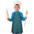thumbnail image 2 of Teal Christmas Star Pattern Kids Aprons for Girls and Boys,Adjustable Neck Strap Toddler Aprons for Kids Cooking Baking, 2 of 7