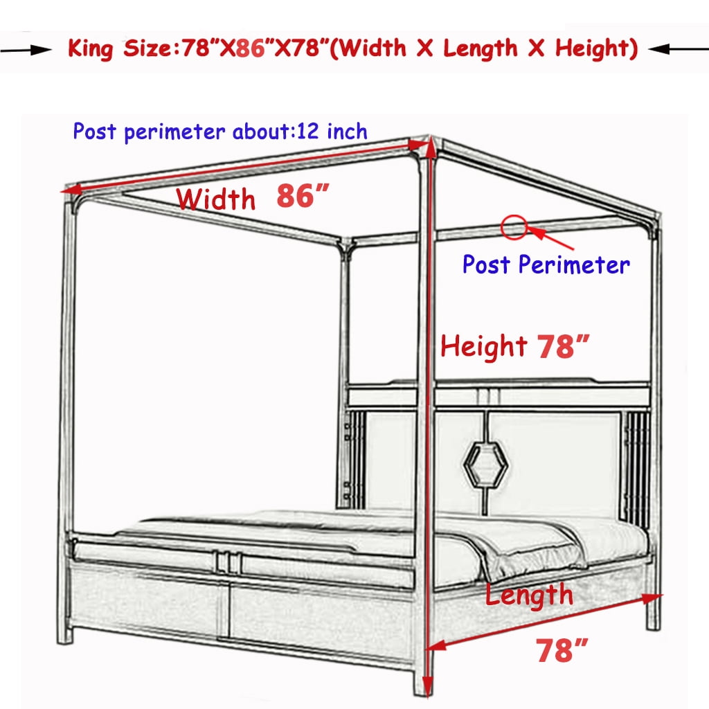Mosquito Net For Bed 4 Corner Bed Canopy Easy Home Princess Bed Canopy Curtain For Girl Beds Kids Bedroom,Black,King