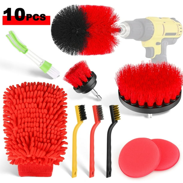 Htwon Wheel Drill Brushes Car Detail Brush Wash Auto Detailing Cleaning