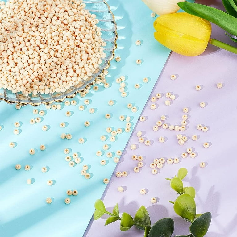 DIY 3000Pcs Wood Beads 4mm Unfinished Round Wood Loose Beads