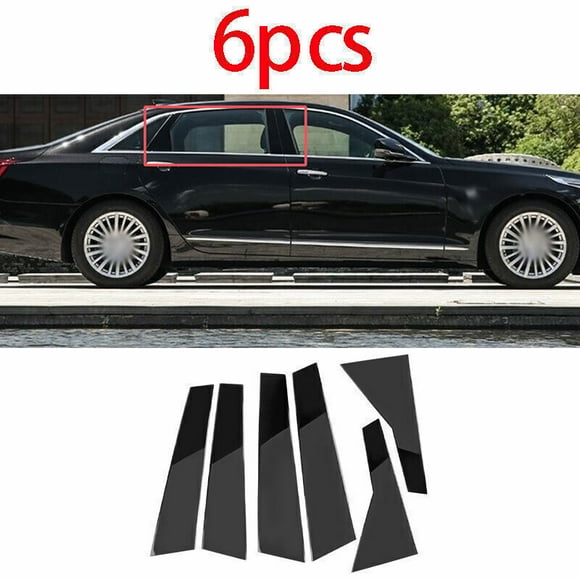 6x for Cadillac CT6 2016-2021 Gloss Black Pillar Post Cover Window Door Trim Set