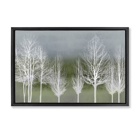 Stupell Industries White Tree Impressions Landscape & Nature Painting Black Floater Framed Canvas Art Print Wall Art, 25 x 17