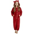 thumbnail image 1 of Pyjama d'Hiver pour Filles Combinaison à Capuche à Manches Longues pour Filles Pyjama Uni pour Chaleur Hivernale Décontractée Combinaison à Manches Longues, 1 of 6