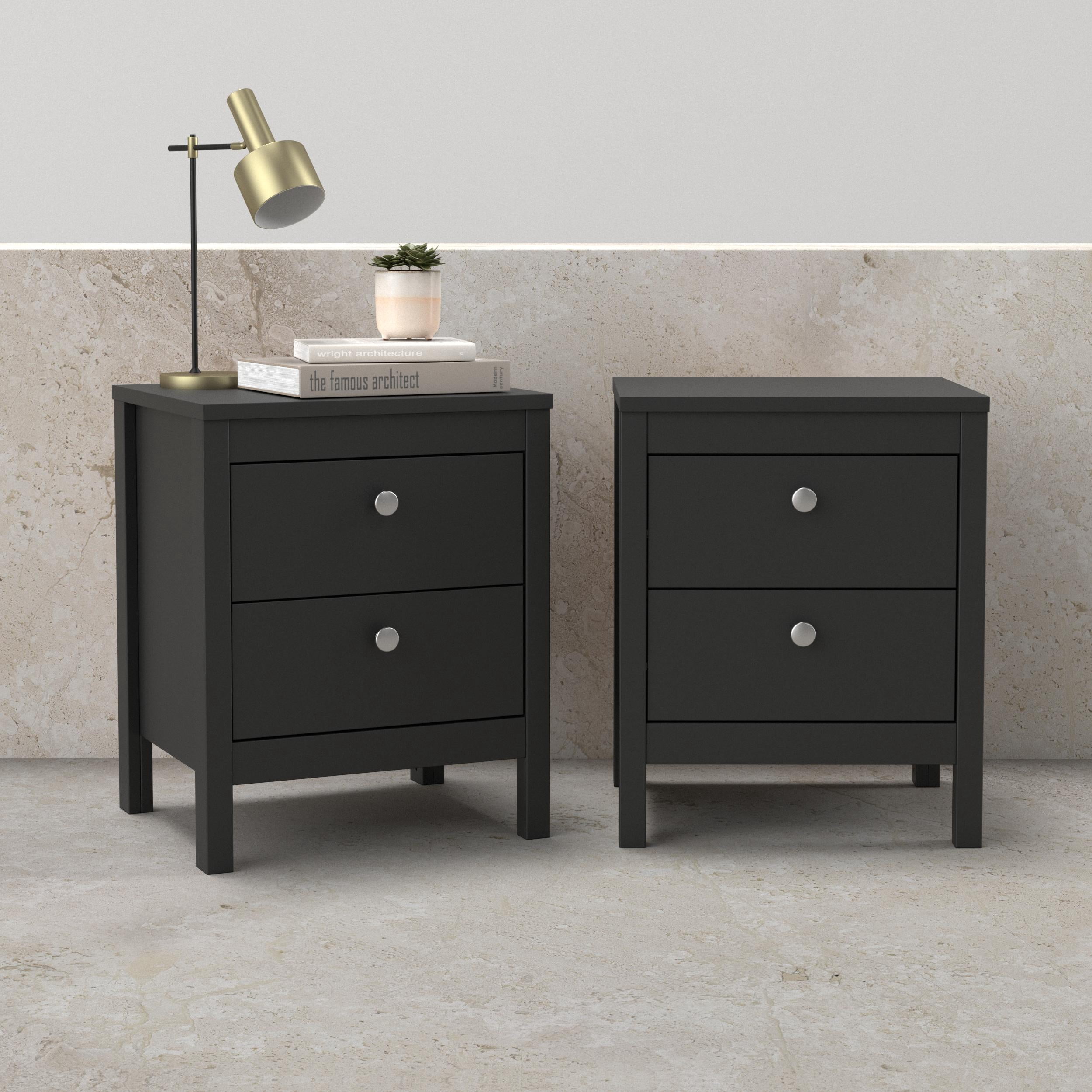 Tvilum Madrid 2 Drawer Matte Black Nightstand - Set of 2