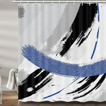 Black and Blue Abstract Shower Curtain, Chic Design White Grey Art Designer Fabric Shower Curtains Set for Bathroom Decorative, Modern Restroom Decor Accessories with Hooks 72X 72 Inch