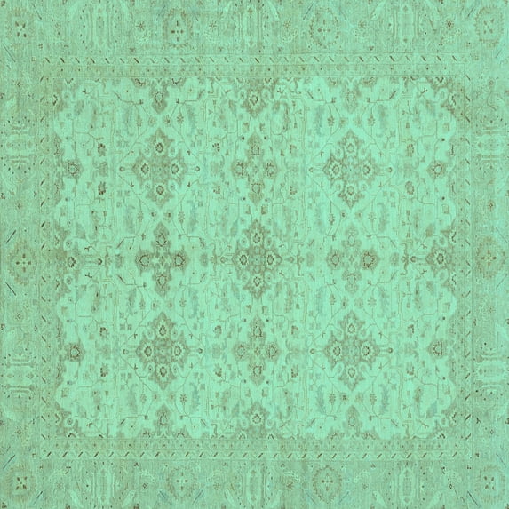 Ahgly Company Indoor Square Abstract Turquoise Blue Modern Area Rugs, 4' Square