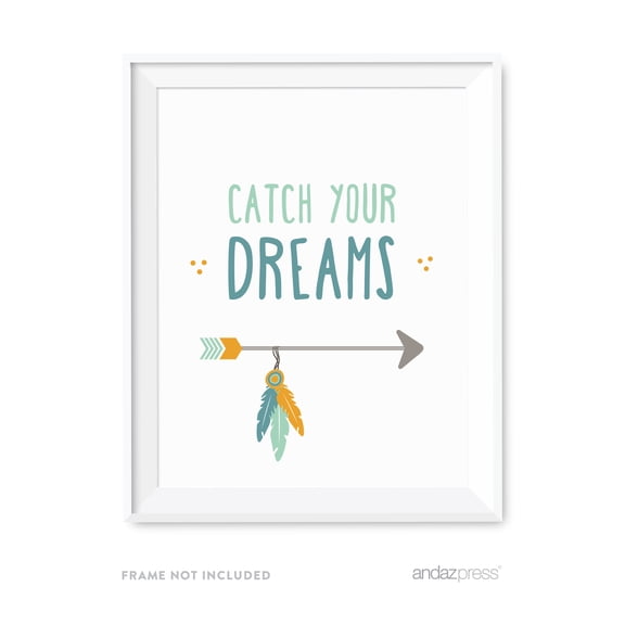 Catch Your Dreams Boho Chic Tribal Baby Shower Wall Art Party Signs