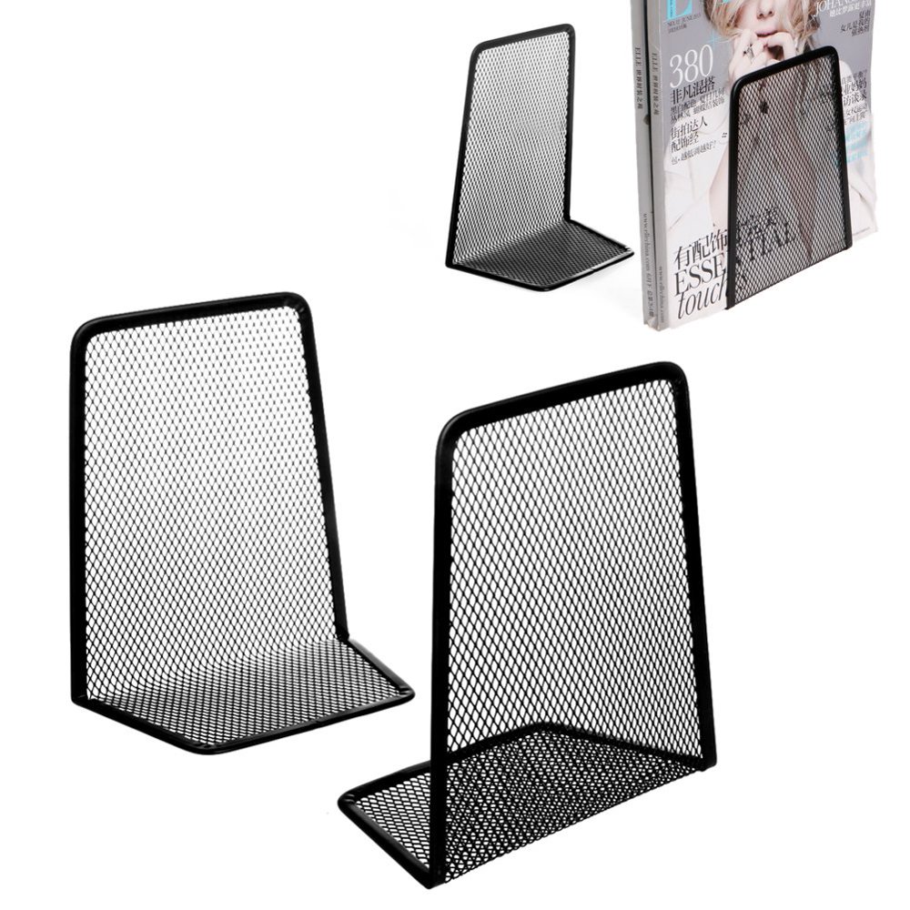 Pro Space Metal Bookends Metal Mesh Desk Organizer Book Holder, 1 Pair