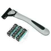 Nylea Double Edge Razor Blades Stainless Steel Non-Slip Handle - 3 Refill Cartridges