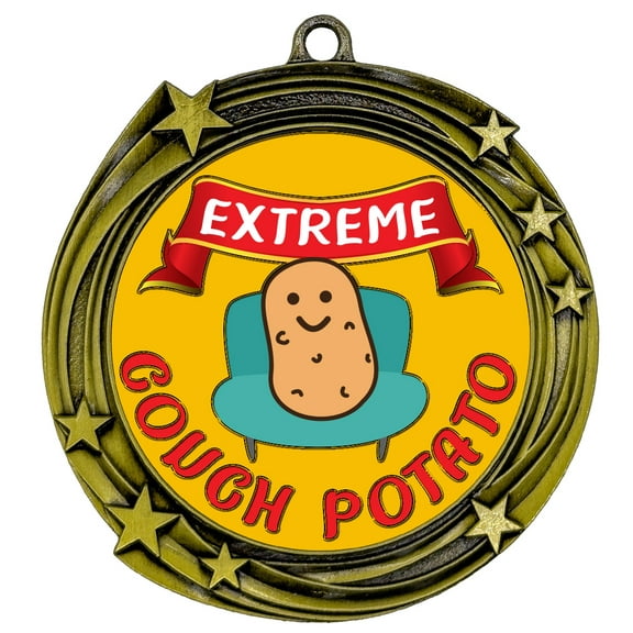 Extreme Couch Potato Novelty Stars Design Medal | Funny Coworker or Family Award | High Relief Quality Metal Medal
