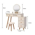 thumbnail image 2 of YDSM CRAZY ELF Makeup Vanity Table with Cushioned Stool, Large Capacity Storage Cabinet, 5 Drawers, Large Round Mirror, Fasionable Makeup Furniture (31.5"-43.2"L x 15.8"W x 48.1"H) Length Adjustable, 2 of 6