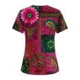 thumbnail image 4 of OIOLOYJM Scrub Tops for Women 2026 Casual V Neck Short Sleeve Vintage Floral Print Scrubs Cotton Stretchy T-Shirts Fashion Shirts with 3 Pockets Pink 4XL, 4 of 4