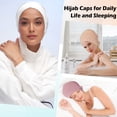 thumbnail image 4 of Qarigey 3x gorro islámico Hijab amplio espacio para pelos banda elástica Underscarf Hijab sombrero de mujer transpirable Sombreros Azul marino+Negro+Blanco, 4 of 6