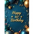 thumbnail image 3 of LUUFILx Happy 60th Birthday Banner Backdrop Decoration for Birthday Party Supplies Photography Props Blue Gold Balloon Background Decor, 3 of 8