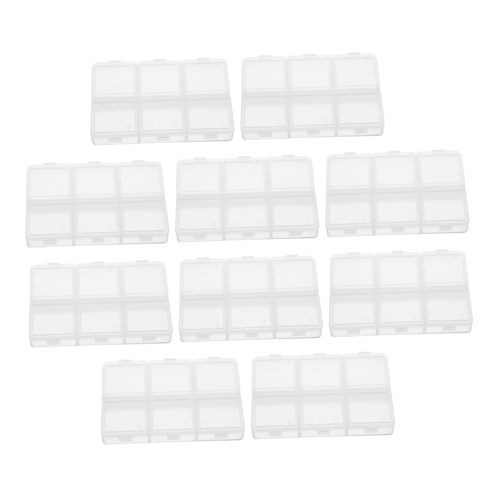 DEEPCRAFF 10Pcs Transparent Plastic Compartment Boxes for Bead Storage and Craft Tool Organization