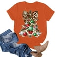 thumbnail image 4 of Dmsael Funny Christmas Shirt Christmas Shirts for Women Short Sleeve Round Neck Xmas Tree Print Fall Funny Party Shirts Loose Fit Fashion Tops Orange,S, 4 of 6
