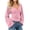 Pink, variant on cocolona Womens Fall Trendy Tops Flared sleeve V Neck Slim Shirts Casual Solid Color Pullover Blouses