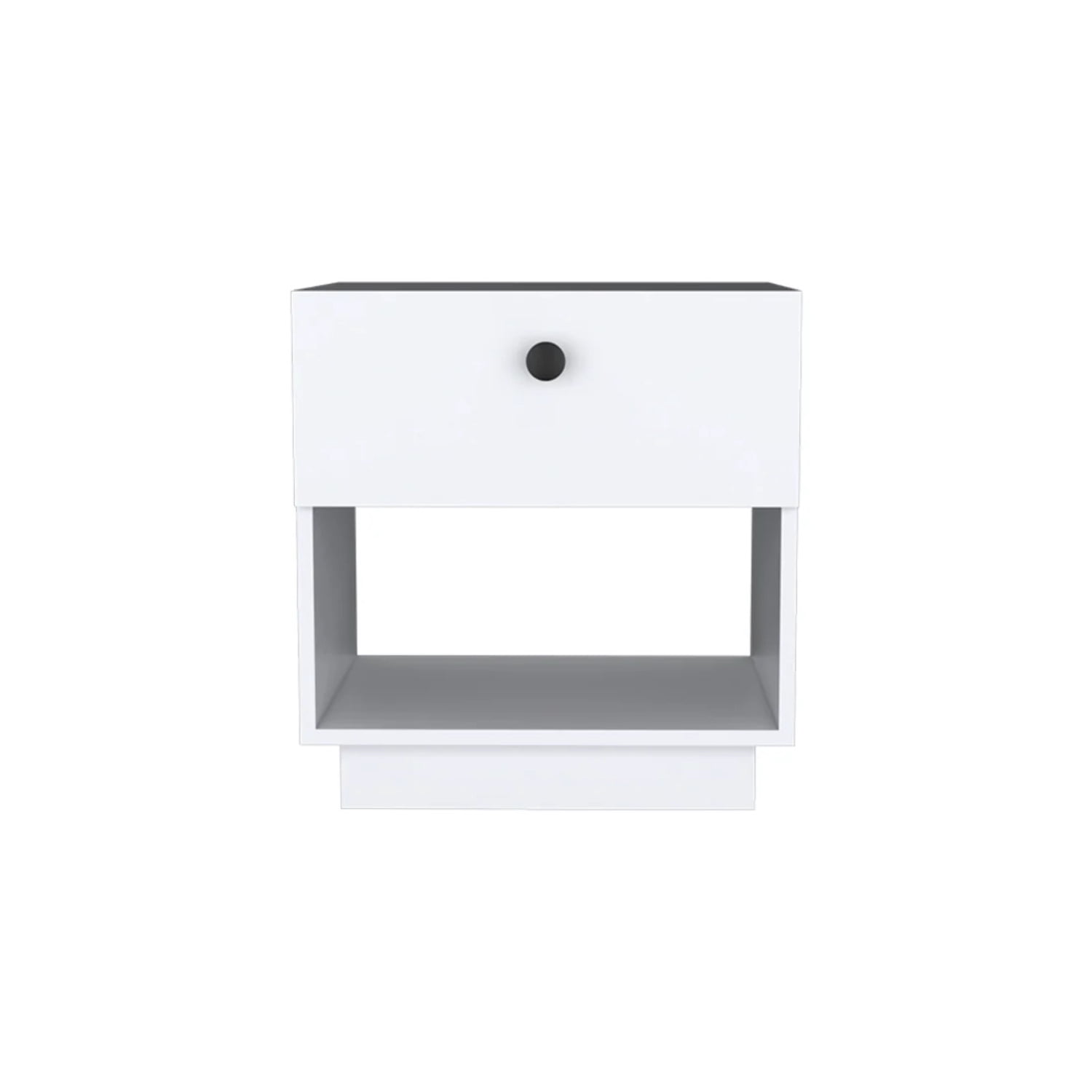 HomeRoots 526155 19.69 x 18.5 x 15.75 in. White 1-Drawer Faux Wood Nightstand