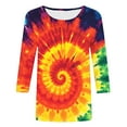 thumbnail image 4 of VBTAPA Womens 3/4 Sleeve Crewneck Tops 2025 Fashion Tie Dye Graphic Tees Loose Casual Three Quarter Length Pullover Blouse Multicolor L, 4 of 5