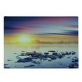 thumbnail image 2 of Landscape Cutting Board, Magic Summer Sunset River Aurora Borealis in the Sky Rocks Universe Print, Decorative Tempered Glass Cutting and Serving Board, Large Size, Multicolor, by Ambesonne, 2 of 5