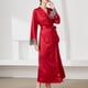 thumbnail image 3 of Gibobby Albornoz mujer de dormir larga con cinturón de encaje para mujer Camisón de satén cómodo Albornoz con frente abierto para otoño e invierno Ropa de dormir (Rojo,XL), 3 of 4