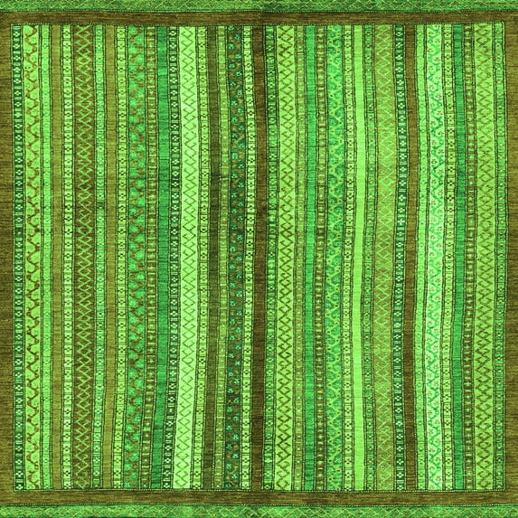 Ahgly Company Indoor Square Abstract Green Modern Area Rugs, 8' Square