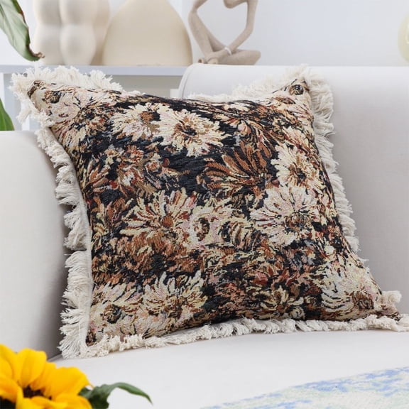 SOGA 19.7 in Vintage Floral Embroidered Pillow – Decorative Throw Cushion for Couch & Bed