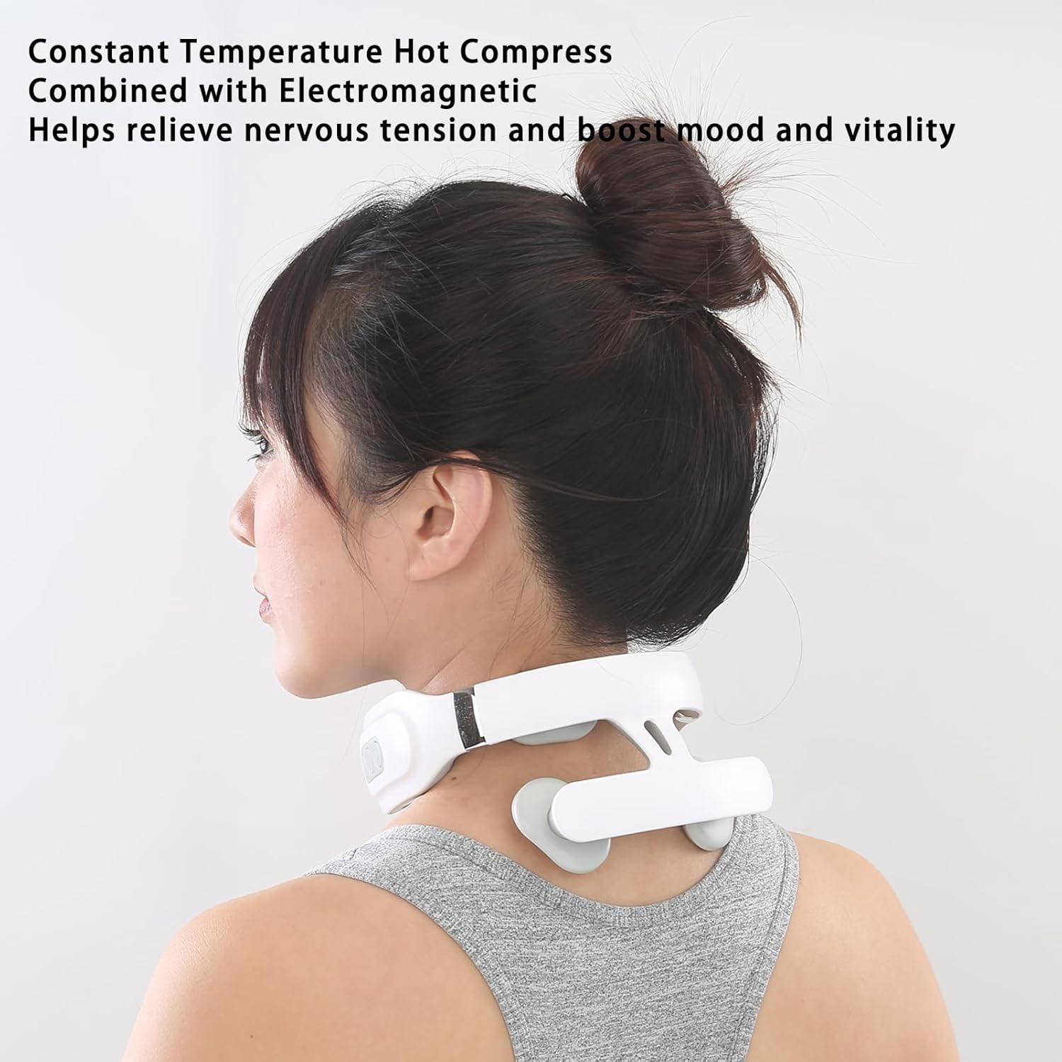 2.0 Neck Massager with Heat - Kneading, 6 Modes & 15 Intensity Vagus Nerve Stimulator, Hands-Free Ergonomic Design for Deep Muscle Relaxation