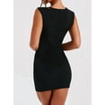 thumbnail image 4 of Women'S Summer Solid Color Wrap Short Dress Mini Dress Back Zipper Cocktail Party Dresses Black XL, 4 of 6