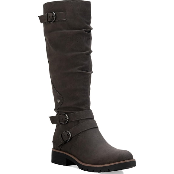 Sun   Stone Womens Brinley Faux Leather Zipper Knee-High Boots