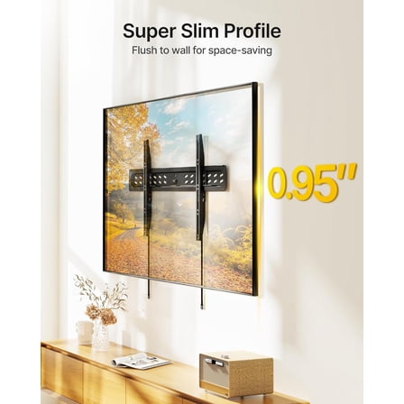 Ultra Slim Fixed TV Wall Mount Bracket for 43–95" Flat & Curved TVs