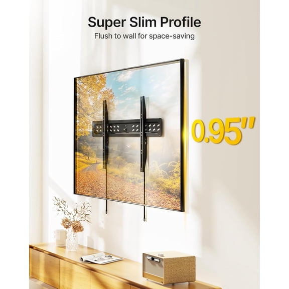 Ultra Slim Fixed TV Wall Mount Bracket for 43–95" Flat & Curved TVs