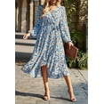 thumbnail image 5 of PRETTYGARDEN Women's Floral Print Boho Dress Long Sleeve Wrap V Neck Ruffle Belted A-Line Flowy Maxi Dresses, 5 of 7